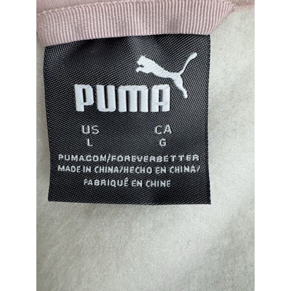 Puma Hooded Sherpa Fleece Jacket Womens Ivory Pink Athletic Outerwear Large - Picture 6 of 6